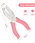 Heart And Star One Quarter Inch Metal Handheld Paper Punch Set With Soft Handled Design for crafting and scrapbooking, size details visible