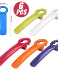 6 Pack Jar Lid Opener Tool Set Featuring Long Lever Handle To Pop Loose Stubborn Vacuum Seals Effortlessly Delivers No Sweat Kitchen Grip Assist For Seniors With Relaxed Twist Action colorful plastic tools.