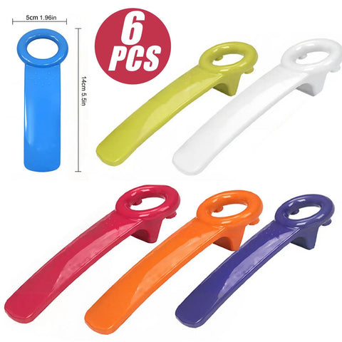 6 Pack Jar Lid Opener Tool Set Featuring Long Lever Handle To Pop Loose Stubborn Vacuum Seals Effortlessly Delivers No Sweat Kitchen Grip Assist For Seniors With Relaxed Twist Action colorful plastic tools.
