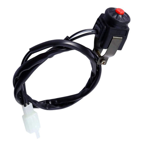 Universal Motorbike Kill Switch And Horn Button For 22mm Handlebars Black ABS Durable One Piece Switch With Easy Mount For Seven Eighths Inch Bars Fits Most Motorcycles. Black 22mm ABS motorcycle kill switch with horn button and wiring connector