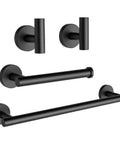Must Have Matte Black Bathroom Accessories Set 16 Inch Hand Towel Bar Wall Mounted 4 Piece With Toilet Paper Holder And Two Robe Hooks Durable SUS304 Stainless Steel Hardware