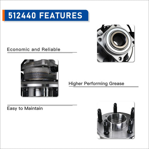 Close-up of Rear Wheel Bearing Hub Assembly 512440 Fit For 2010 2017 GMC Terrain And 2010 2017 Chevy Equinox 5 Lug With ABS