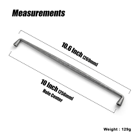 Weathered Nickel Zinc Alloy Cabinet Handles 10 Inch Hole Center Durable Rustic Kitchen And Bedroom Pulls with measurements