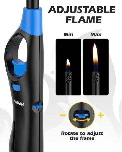 Refillable Butane Lighter Set 4-Pack Long-Reach Lighters With Adjustable Soft Flame Visible Fuel Window design details