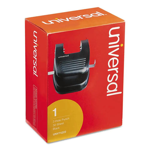 Product packaging for Two-Hole Paper Punch for 30 Sheets, 9/32 Inch Holes, Black Office Tool for Binders with clean perforations.