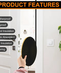 Badass Durable Door Weather Stripping 66FT Neoprene Draft Blocker Tape With Strong Self Adhesive held against door for insulation features.