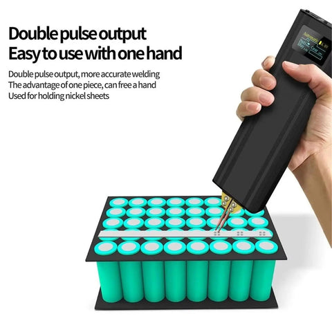 Adjustable Portable Handheld Mini Spot Welder for DIY Projects welding battery tabs with easy carry handle in use