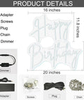 Lit Dimmable Led Neon Sign For Birthday Party Decor Large Wall Art Cold White One Line 23.6 by 11.8 Inches product details