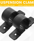 50 Pack One Half Inch Pipe Clamps Pex Clamp Set Heavy Duty Bulk Pipe Supports Suspension Clips, black plastic construction, front view.