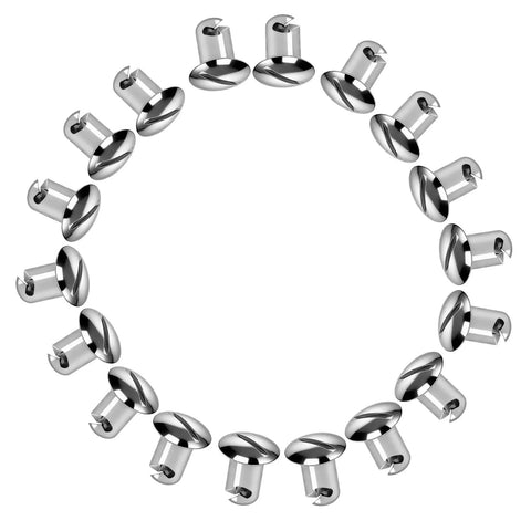 Heavy Duty Stainless Steel Quarter Turn Fasteners 20 Pack Chrome Plated 7/16 Oval Button Latches.500 Inch Grip arranged in circular pattern.