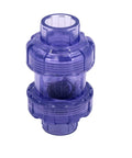 Blue translucent UPVC 3/4 inch true-union swing check valve for backflow prevention