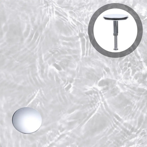 2pcs Brass Bathtub Drain Plug with Rotating Flat Seal for Leak Control installed in a bathtub with water ripple effect.