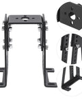 Front view of black aluminum alloy RC motor mounting bracket, removable, with bolts for small model aircraft.
