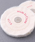 2 Pack White Cloth Polishing Buffing Wheels 6 Inch Low Noise Blending Finishing For Metal And Plastic shown on grey surface