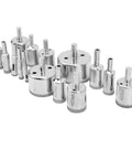 Heavy Duty 15 Piece Drill Bit Hole Saw Kit For Glass Marble Ceramic Tile And Granite Plating Coating Fast Chip Removal Water Lube Precision Boring Tools, 6-50mm set