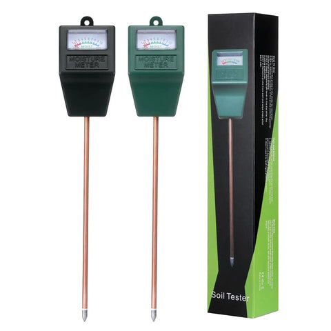 Two Pack Soil Moisture Meters For Houseplants And Outdoor Gardens, Color Coded Dial Hygrometer Test Kit, Easy Read Plant Water Meter, Black And Green