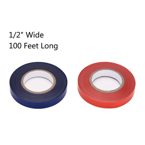 Blue and red tape rolls with dimensions for Heavy Duty Handheld Plant Binder For Vines Tomatoes Cucumbers Grapes And Flowers With Durable Tape