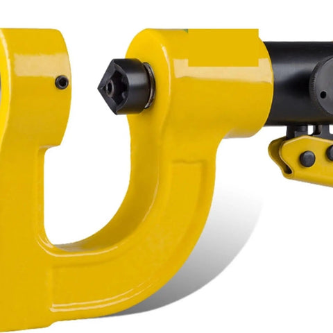 High Strength Stainless Steel Hydraulic Crimping Tool And Hole Punching Machine close-up of ergonomic yellow handle with precision positioner.