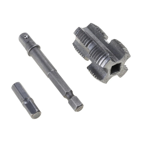 Essential Multitask Pipe Threader Kit For Pvc And Long Lasting Home Repairs Installations featuring tough alloy dies and drill bits.