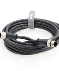 M12 A Code 8 Pin Male To Female Connector Sensor Cable 5 Meter High Flex Waterproof IP67 coiled on white background