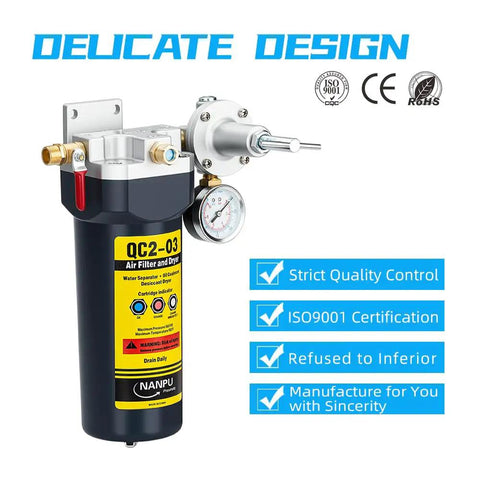 3/8 NPT Desiccant Air Dryer With Regulator And Gauge Inline Moisture Filter For Air Compressors on display