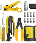 Multifunction Coax Cable Crimping Tool Kit with Stripper and Tester for RG6 RG59 RG11 Coax Cables, includes F connectors