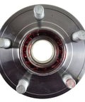 Two Piece Front And Rear Wheel Bearing And Hub Assembly Set For 2005 2009 Chrysler 300 2006 2009 Dodge Charger And 2005 2008 Magnum Premium OEM Grade Hub Bearings With Easy Install, close-up view of the front hub with visible lug bolts and bearing interior.