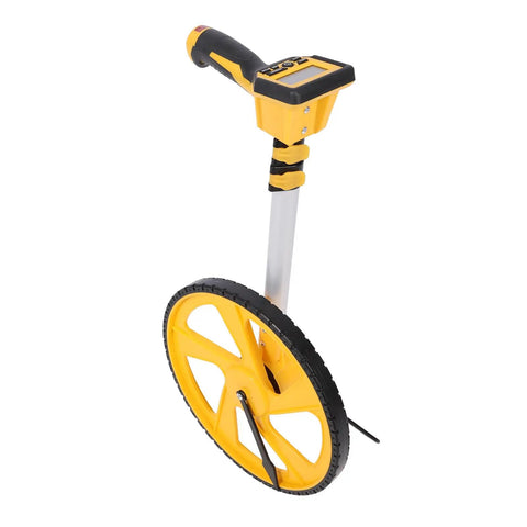 SENECESLI Distance Measuring Wheel with Backlit Digital Display, Telescopic in yellow and black, showing the digital readout.