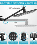 8 Inch Rain Shower Head With 11 Inch Adjustable Arm And 60 Inch Hose, High Pressure Handheld Combo With 3 Spray Settings, Matte Black Finish