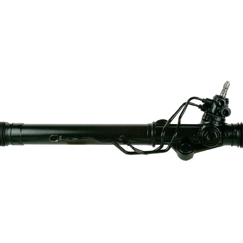 Turnkey Remanufactured Hydraulic Power Rack And Pinion Steering Assembly EPS Ready Nail On fitment, black coated, side view.