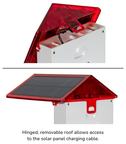 Killer 2 In 1 Hummingbird Feeder With Solar Smart Camera and AI Species Tracking, showing the hinged solar panel roof.