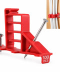 Premium Cable Staples Set 100 Count Insulated Nails for securing NM wire, coax, and data lines visible on red plastic holder.