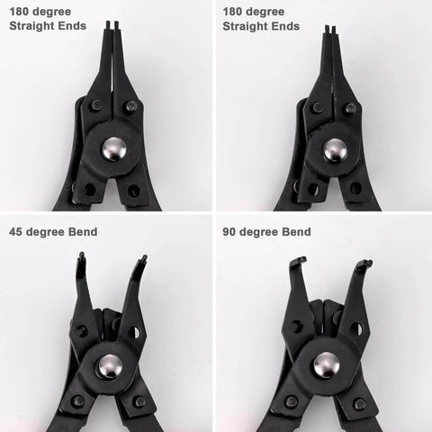 4 In 1 Snap Ring Pliers Set For Removing Retaining Clips Circlips And Snap Rings With Internal External Jaws, 5 Inch Handle