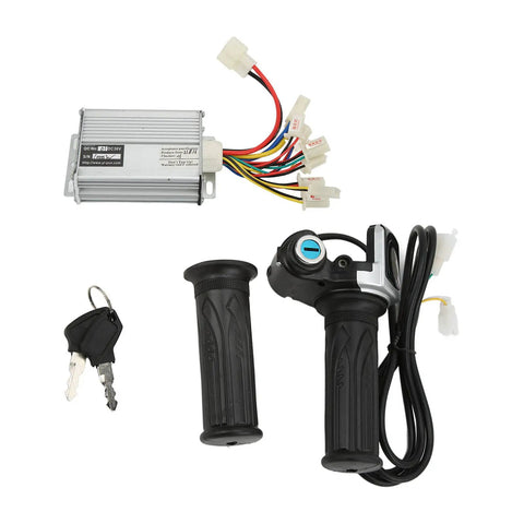 Brushed 36V 25A Ebike Controller And Twist Throttle Kit With Real Time Battery Display And Locking Handle, includes keys