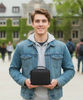 MediKit medical kit case in black held by a man on campus (front view)