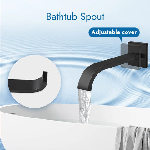 All In One Matte Black Shower System With 10 Inch Rain Shower Head And Handheld Spray featuring elegant wall mount tub spout