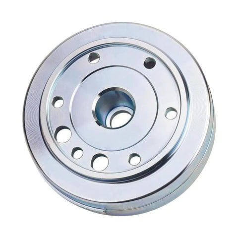 Heavy Duty Magnetic Flywheel Rotor Replacement Kit For 375 400 LTA400 Sled And ATV, shiny steel rotor with mounting holes.