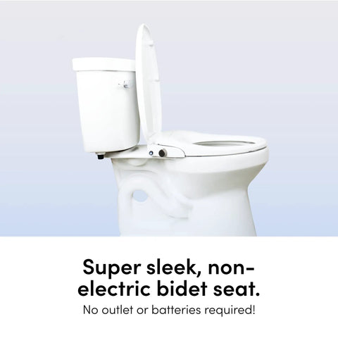 Smooth Non Electric Bidet Toilet Seat Elongated Design With Bamboo Knob side view showing sleek profile and manual dial.