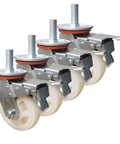 Heavy Duty 5 Inch Nylon Swivel Casters With Brakes And M20 Threaded Rod Mounts 4 Pack featuring durable nylon wheels for workbenches.