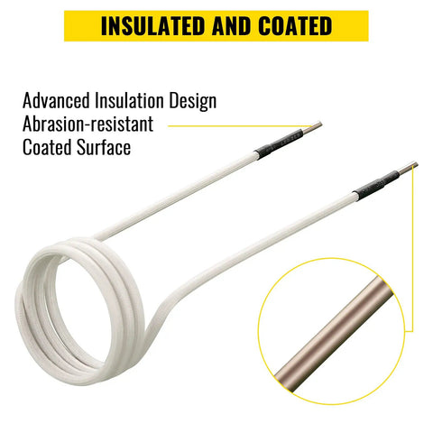 Insulated coil from Induction Heater Coil Kit Set With 8 Coils For No Flame Heat And Rusty Bolt Removal, abrasion-resistant surface.