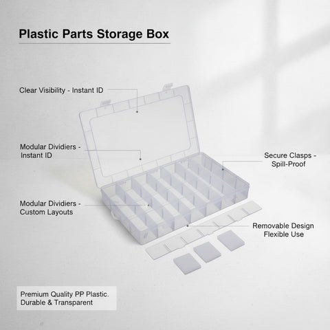 Portable Tool Box Organizer With Clear Compartments And Dividers For Easy Workshop Hardware Storage Durable Polypropylene Construction