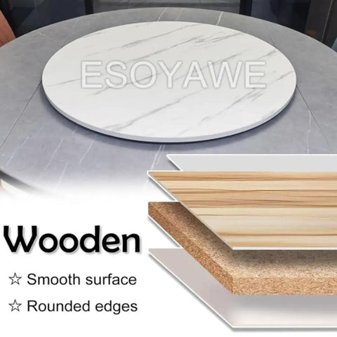 Wooden Lazy Susan Turntable for Dining Table, 360 Degree Revolving Serving Tray With Silent Bearing in layered design