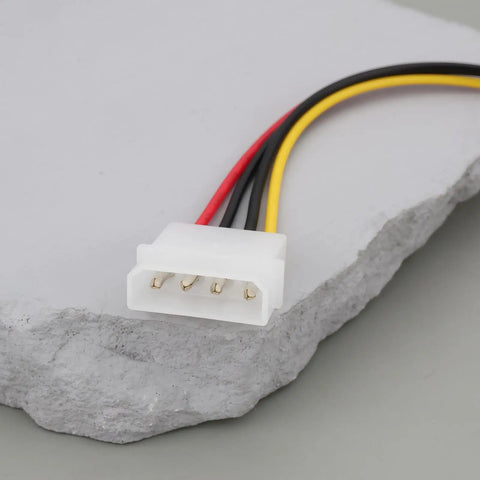 4 Pack 4 Pin Molex Male To 4 Pin Female Floppy Power Cable 30 Cm Long 18 AWG Easy Plug And Play For Three Point Five Inch Floppy Drives Old School PC Upgrade Durable Plastic Housing, close-up connector