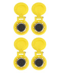 Four yellow nozzle covers from Gentle Water Eye Wash Spray Head Station Kit For Home Shop Lab Office Emergencies, Built From 304 Stainless Steel And ABS