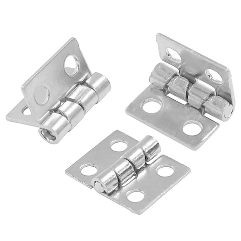 Mini Brass Hinges Set For Dollhouse Furniture And Jewelry Boxes 100 Pieces 10mm By 8mm 180 Degree Silver Tone