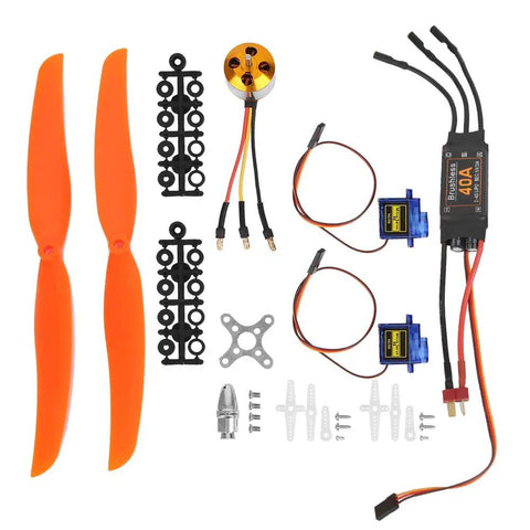 High Efficiency Brushless Motor With 40A ESC Complete Kit For DIY RC Aircraft with SG90 Servos and 1060 Propellers displayed