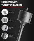 Concrete Hole Saw Kit 10 Piece With SDS Plus And SDS Max Shank Adapters, high strength tungsten carbide hole saw