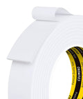 Top Shelf White Self Adhesive Foam Tape 1 Inch By 10 Feet Heavy Duty Weather Stripping roll showing white EVA foam material.