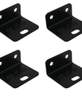 Rock Solid Heavy Duty Stainless Steel Corner Braces 12 Piece Kit With Screws black L-shaped corner brackets for furniture support.