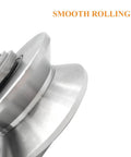 Close-up of Beefy Heavy Duty V Groove Wheel Pulley For Doors And Sliding Gates with stainless steel roller, smooth rolling feature visible.
